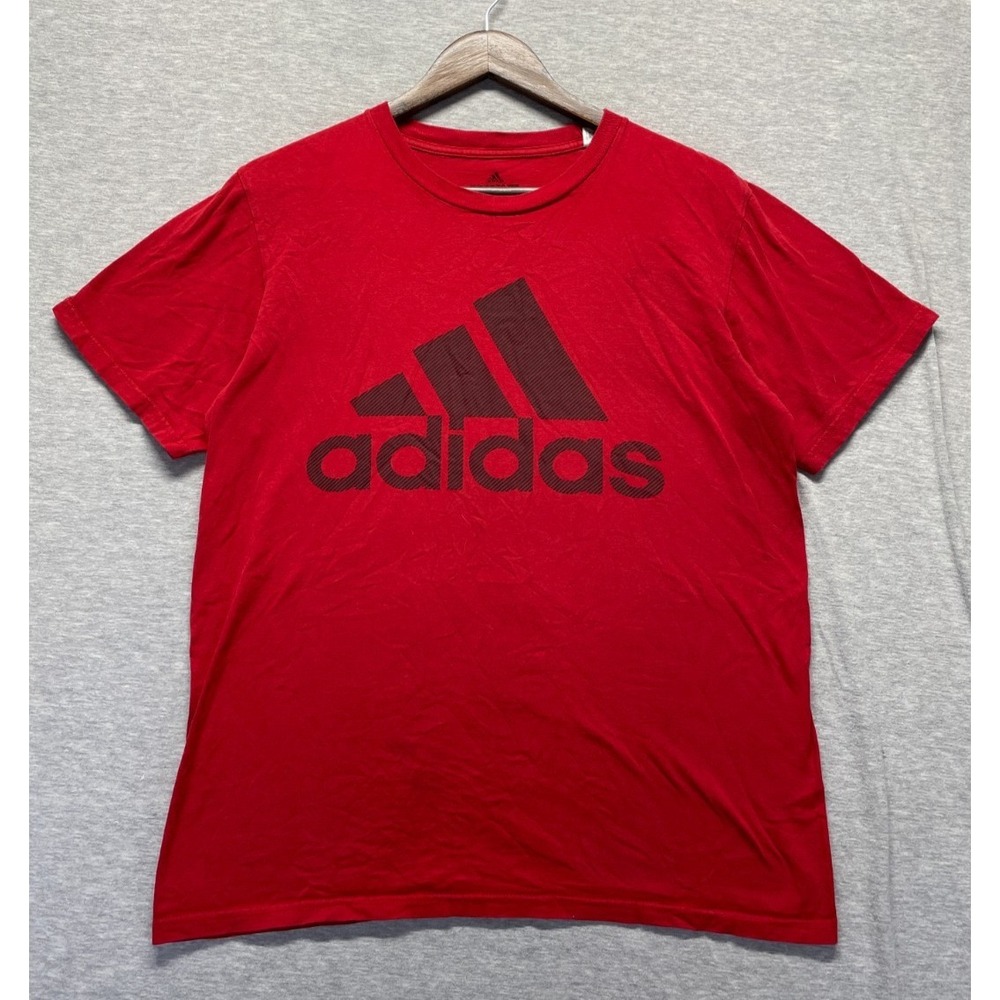 Adidas The Go To Performance T Shirt Mens Medium Red Graphic Print Logo Cotton